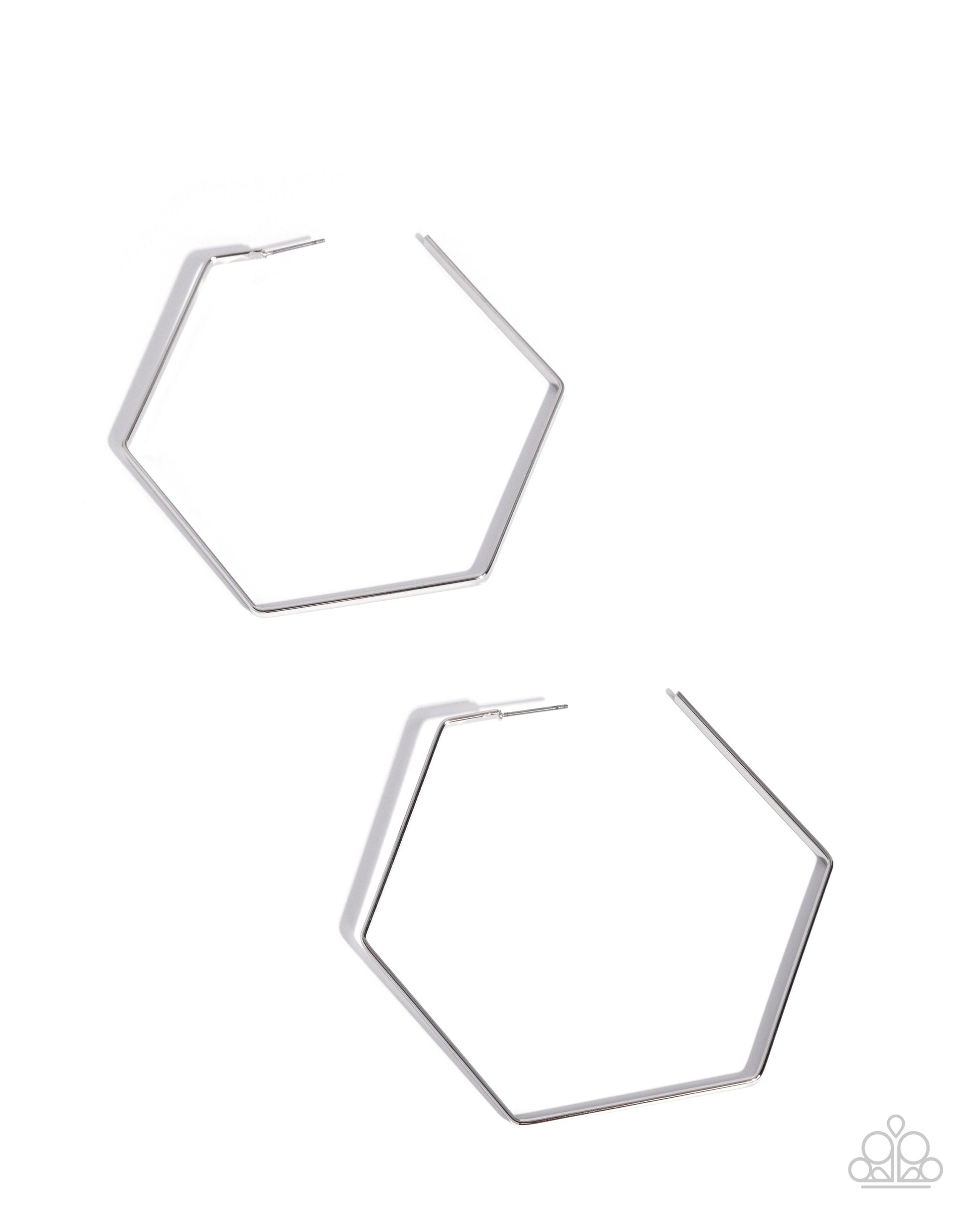 Handcrafted Hexagons - Silver Hoop Earring - Paparazzi - Dare2bdazzlin N Jewelry