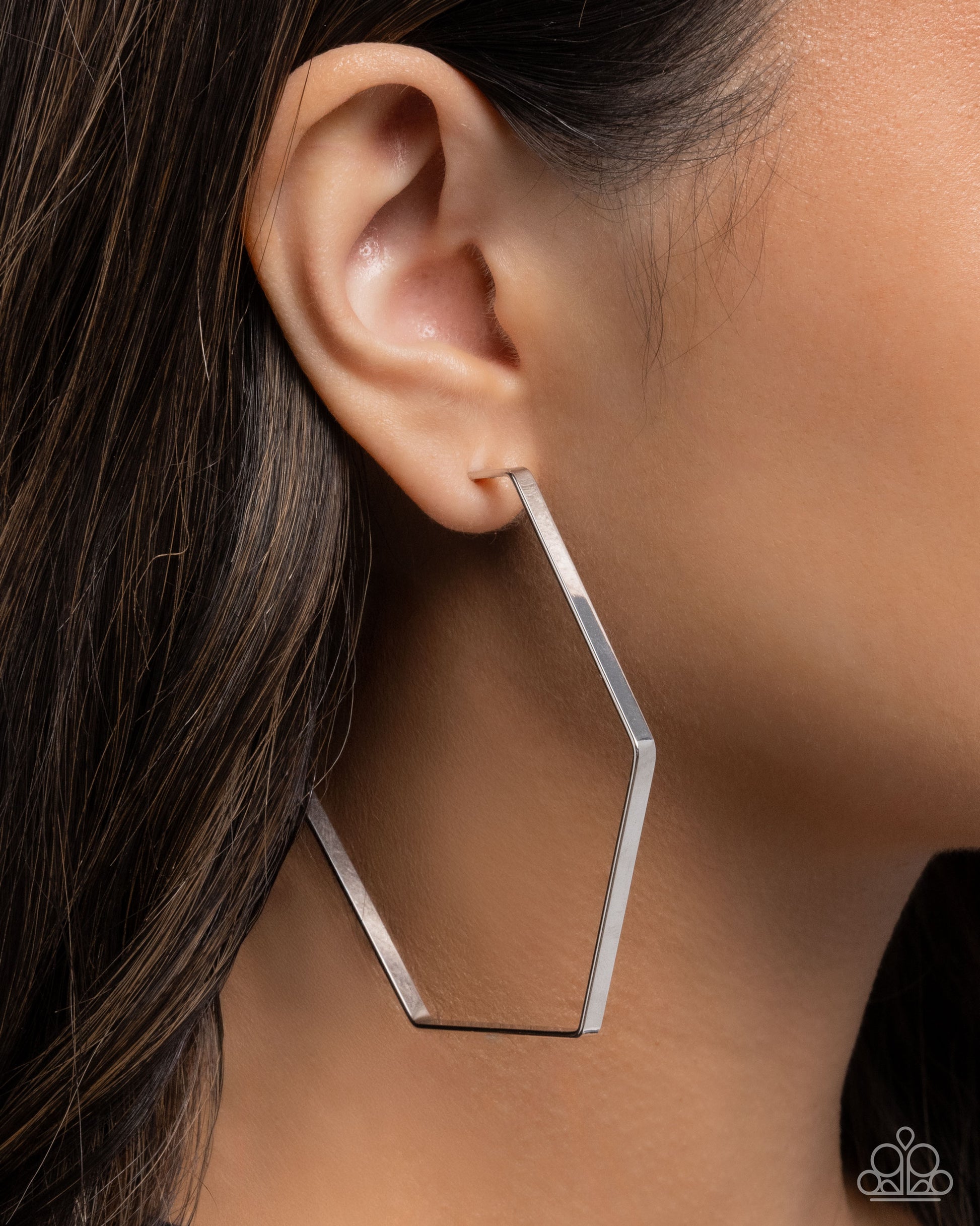 Handcrafted Hexagons - Silver Hoop Earring - Paparazzi - Dare2bdazzlin N Jewelry