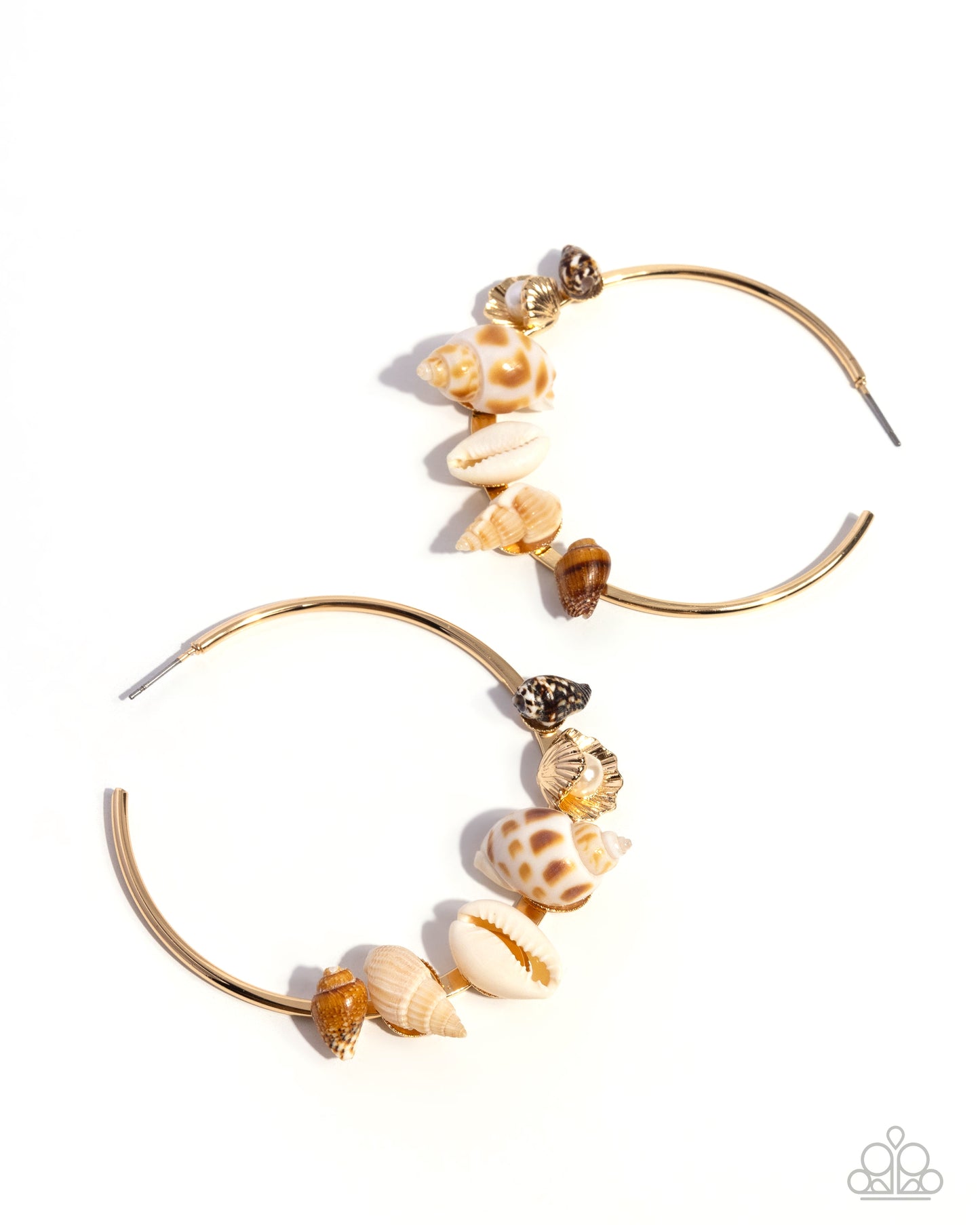 Seashell Sonnet - Gold Hoop Earring - Paparazzi - Dare2bdazzlin N Jewelry