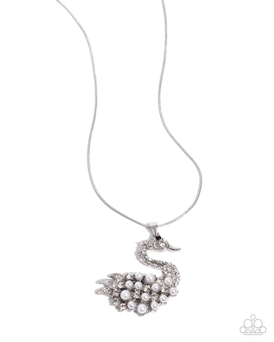 Swan Shimmer - White Necklace - Paparazzi - Dare2bdazzlin N Jewelry