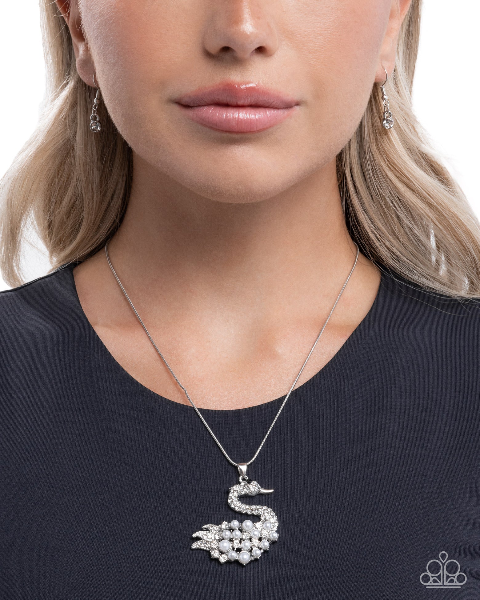 Swan Shimmer - White Necklace - Paparazzi - Dare2bdazzlin N Jewelry