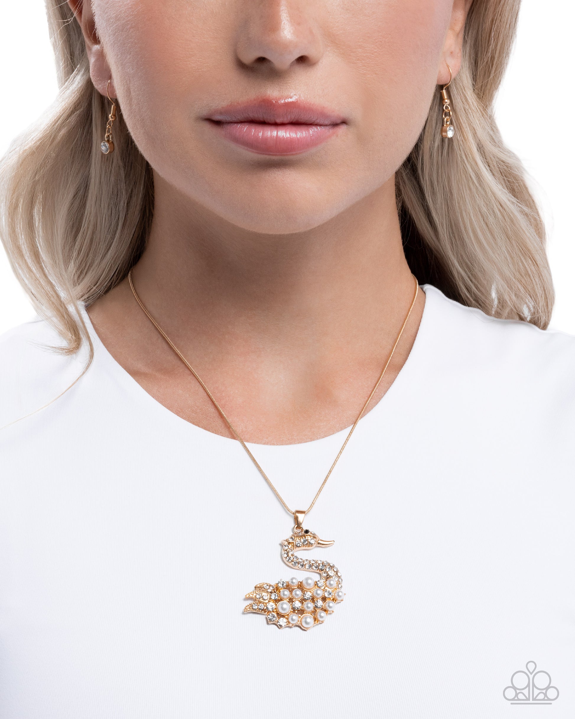 Swan Shimmer - Gold Necklace - Paparazzi - Dare2bdazzlin N Jewelry