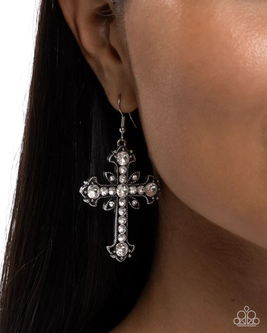 Heavenly Hosts White Earring - Paparazzi - Dare2bdazzlin N Jewelry