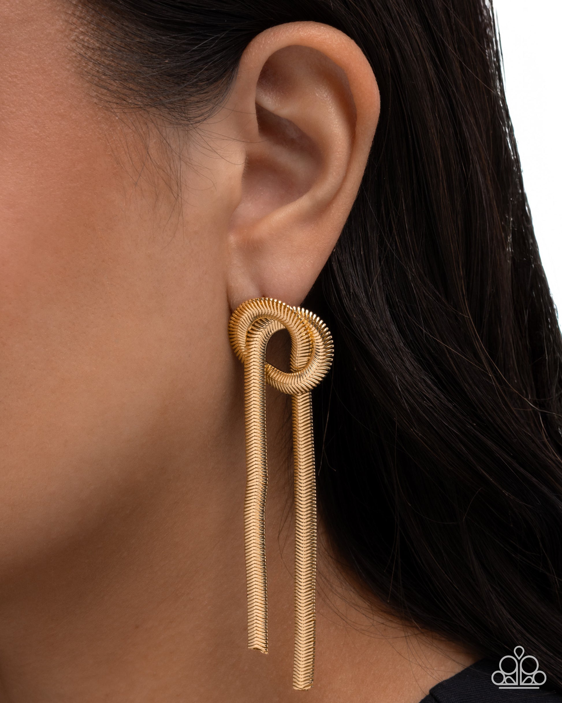 Twisted Tale - Gold Post Earring - Paparazzi - Dare2bdazzlin N Jewelry