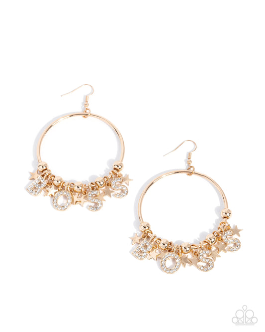 Boss Level - Gold Earring - Paparazzi - Dare2bdazzlin N Jewelry