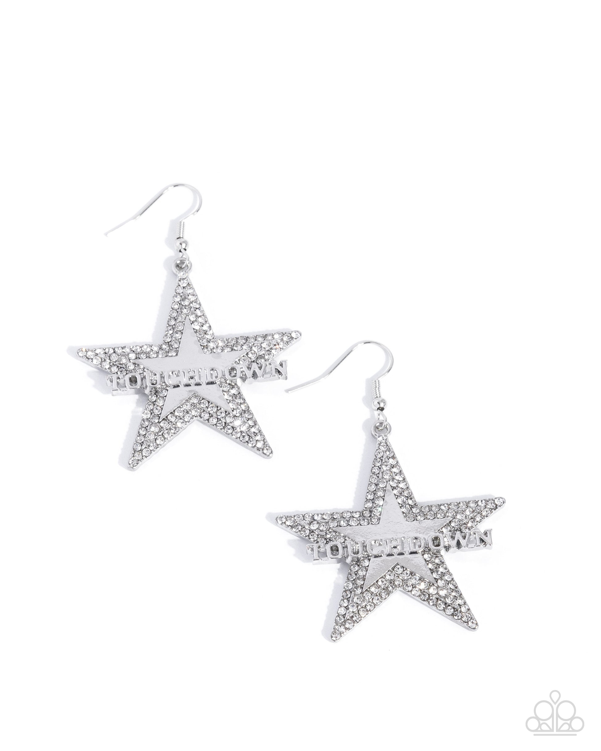 Touchdown Tribute - White Earring - Paparazzi - Dare2bdazzlin N Jewelry