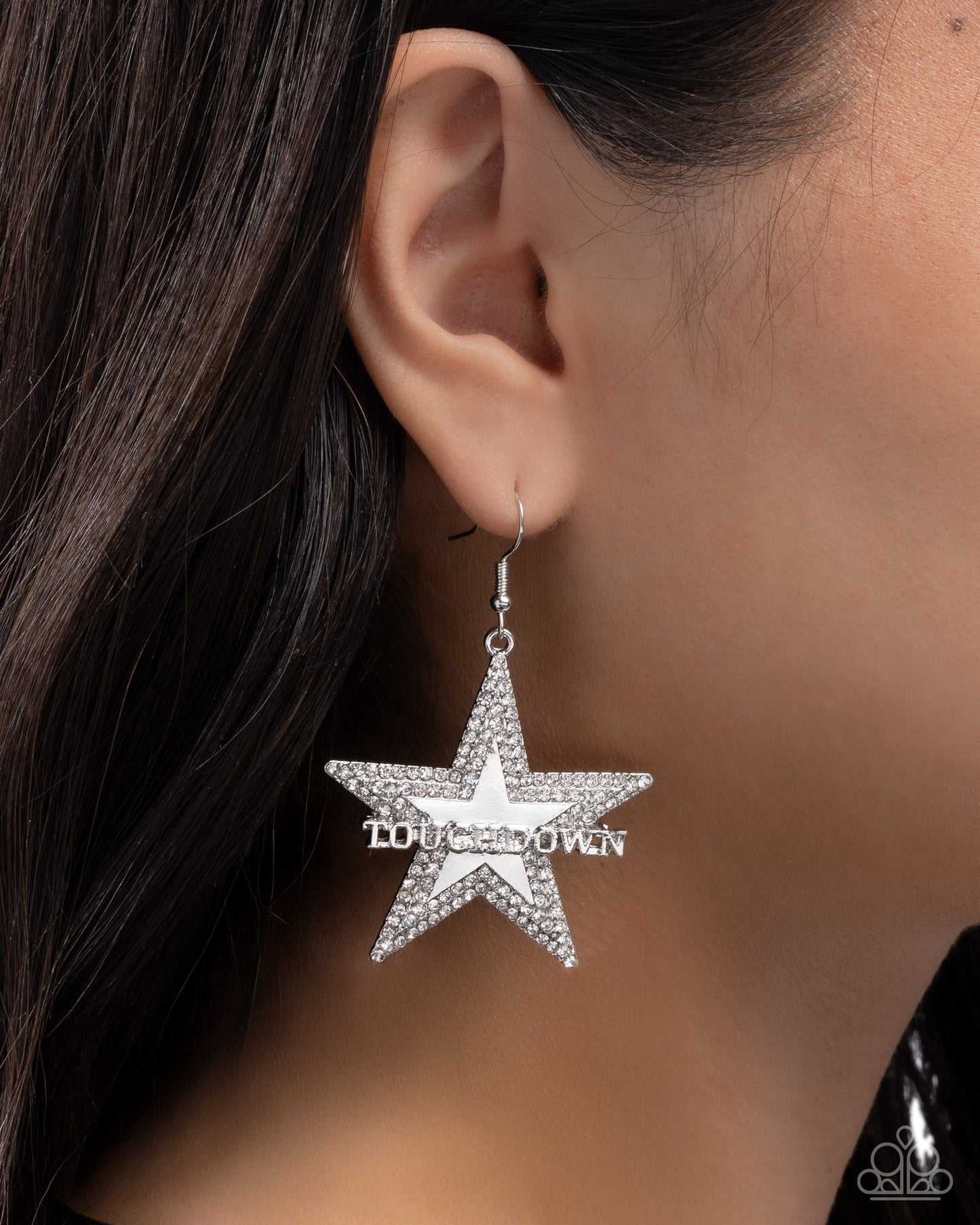 Touchdown Tribute - White Earring - Paparazzi - Dare2bdazzlin N Jewelry