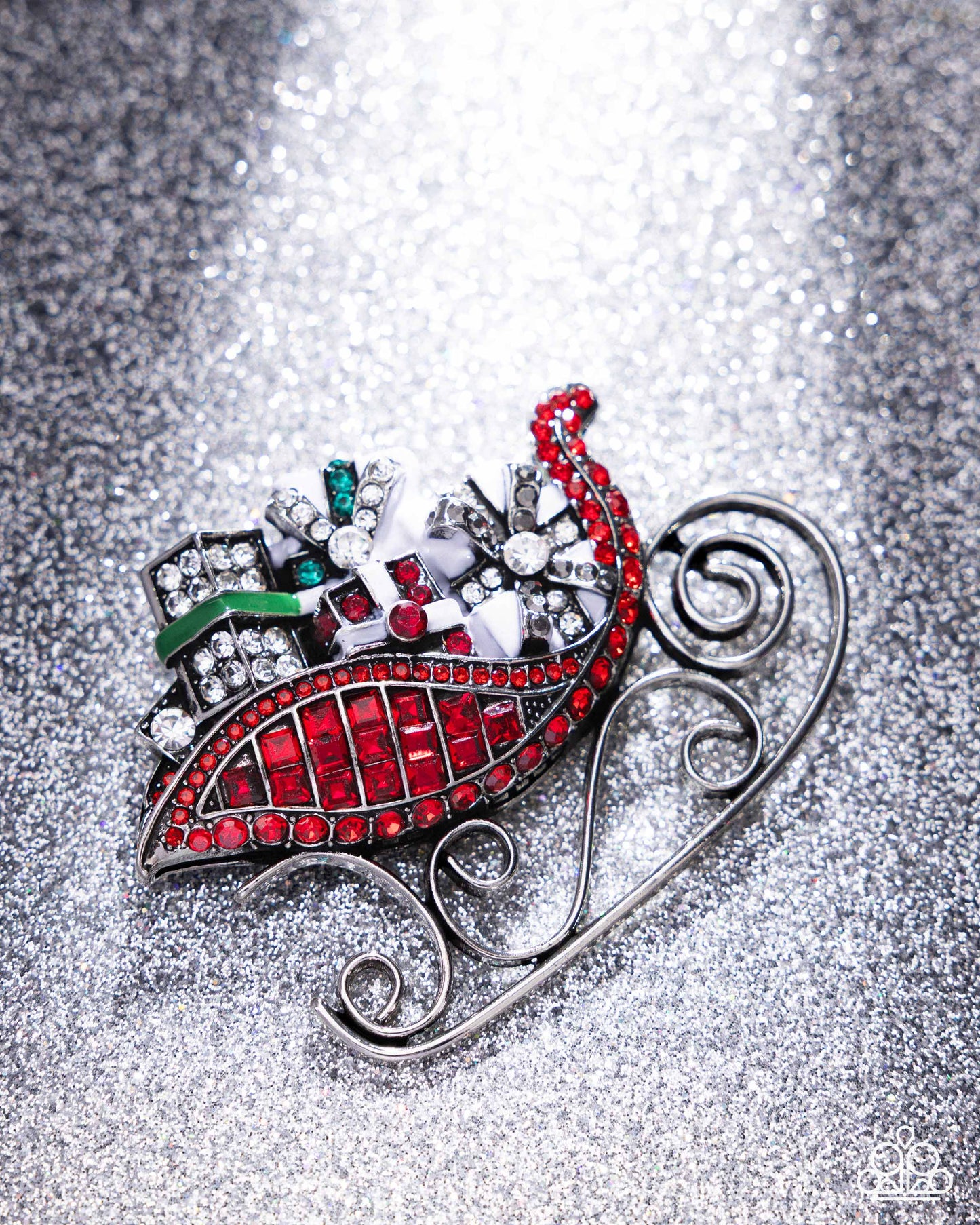 Sledding Shimmer - Red Brooch - Paparazzi