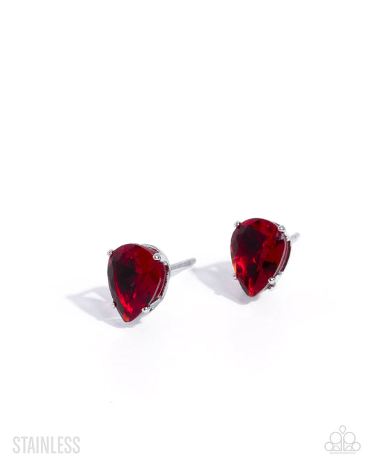 Teardrop Transit - Red Post Earring - Paparazzi - Dare2bdazzlin N Jewelry