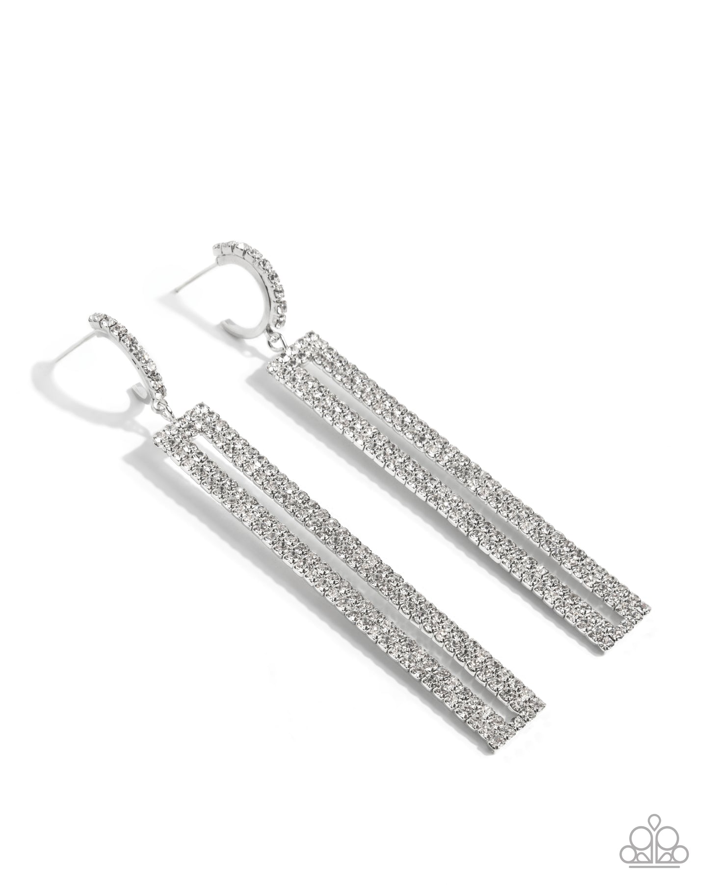 Elongated Ease - White Hoop Earring - Paparazzi - Dare2bdazzlin N Jewelry
