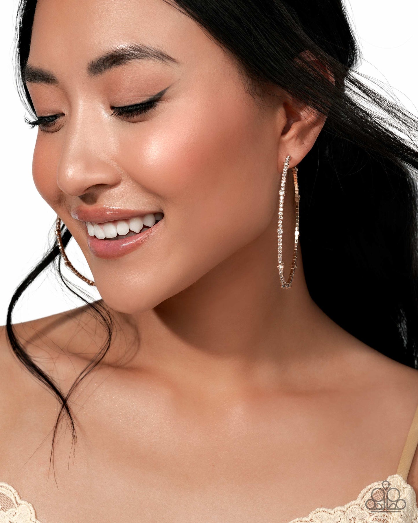 Sensational Squares - Gold Hoop Earring - Paparazzi - Dare2bdazzlin N Jewelry