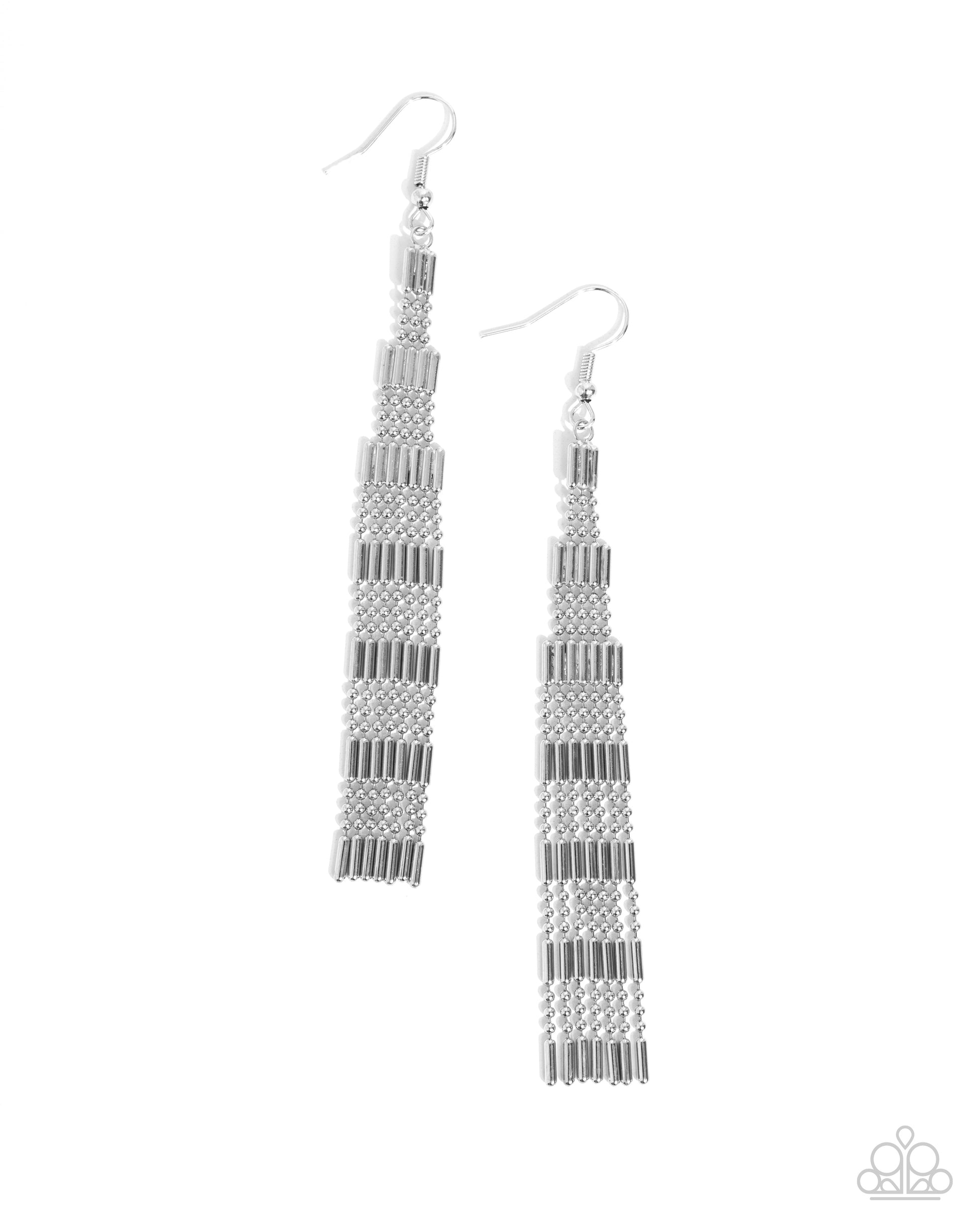 Empire State Etiquette Silver Earring - Paparazzi - Dare2bdazzlin N Jewelry