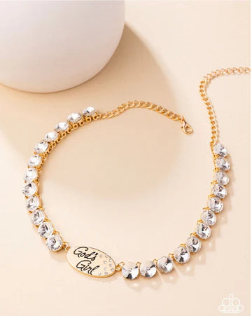 God's Girl Gold Choker - Paparazzi - Dare2bdazzlin N Jewelry