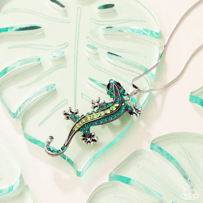 Shimmery Salamander Green Necklace - Paparazzi - Dare2bdazzlin N Jewelry