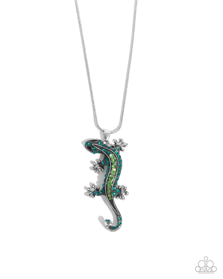 Shimmery Salamander Green Necklace - Paparazzi - Dare2bdazzlin N Jewelry