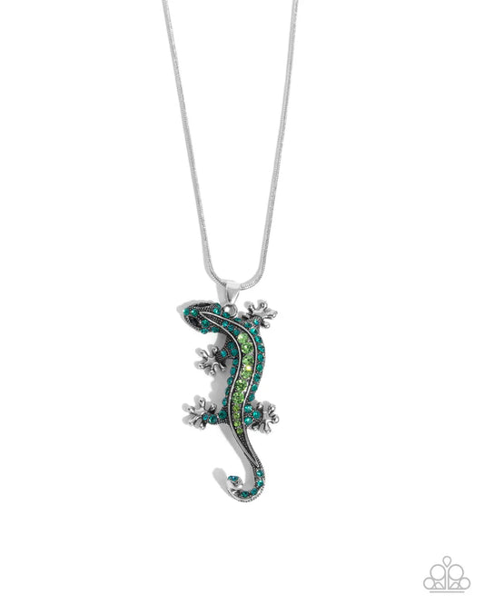 Shimmery Salamander Green Necklace - Paparazzi - Dare2bdazzlin N Jewelry