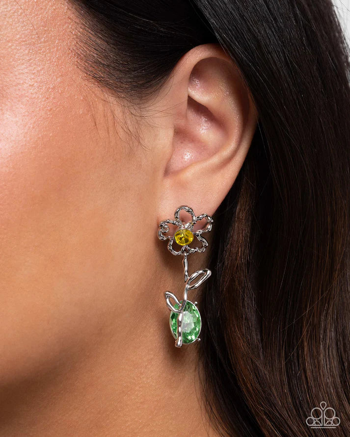 Whimsical Welcome Yellow Post Earring - Paparazzi - Dare2bdazzlin N Jewelry