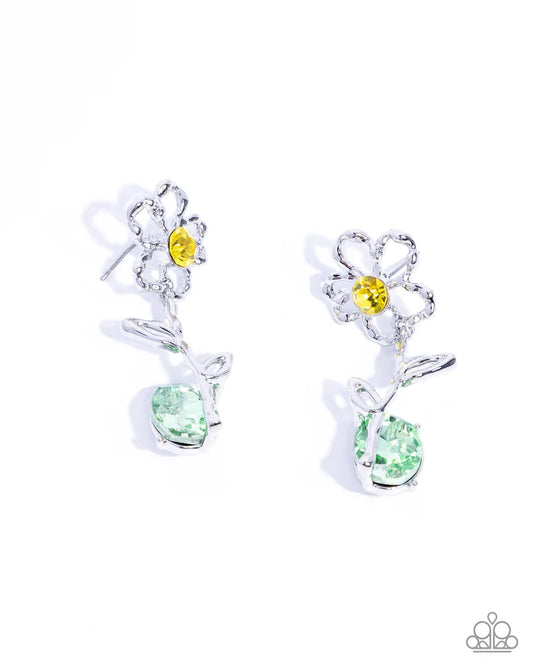 Whimsical Welcome Yellow Post Earring - Paparazzi - Dare2bdazzlin N Jewelry