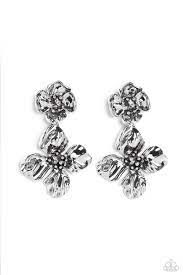 Glided Grace Silver Post Earring - Paparazzi - Dare2bdazzlin N Jewelry