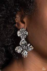 Glided Grace Silver Post Earring - Paparazzi - Dare2bdazzlin N Jewelry