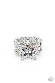 One Nation Under Sparkle Silver Ring - Paparazzi - Dare2bdazzlin N Jewelry