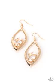 Beautifully Bejeweled Gold Earring - Paparazzi - Dare2bdazzlin N Jewelry