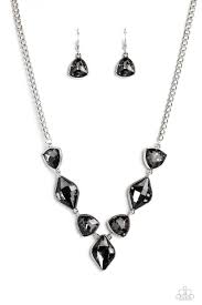 Glittering Geometrics Silver Necklace - Paparazzi - Dare2bdazzlin N Jewelry