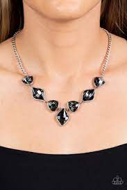 Glittering Geometrics Silver Necklace - Paparazzi - Dare2bdazzlin N Jewelry