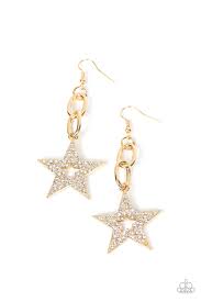 Cosmic Celebrity Gold Earring - Paparazzi - Dare2bdazzlin N Jewelry