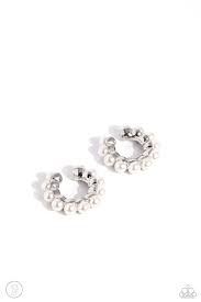 Popular Pearls White Earring Cuff - Paparazzi - Dare2bdazzlin N Jewelry