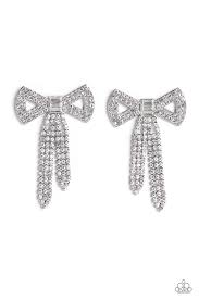 Just BOW With It White Post Earring - Paparazzi - Dare2bdazzlin N Jewelry