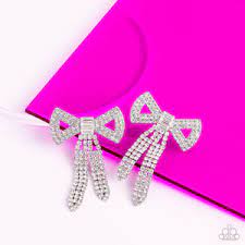 Just BOW With It White Post Earring - Paparazzi - Dare2bdazzlin N Jewelry