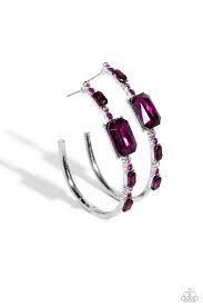 Elite Ensemble Pink Hoop Earring - Paparazzi - Dare2bdazzlin N Jewelry