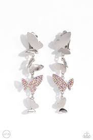 Flying Flashy Pink Clip-on Earring - Paparazzi - Dare2bdazzlin N Jewelry