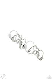 Mobile Maven Silver Earring Cuff - Paparazzi - Dare2bdazzlin N Jewelry