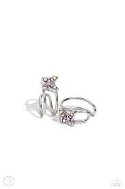 Soaring Sideways  Pink Earring-Cuff - Paparazzi - Dare2bdazzlin N Jewelry