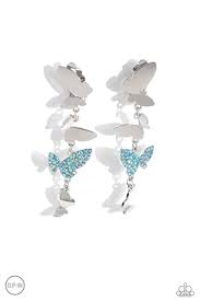 Flying Flashy Blue Clip-on Earring - Paparazzi - Dare2bdazzlin N Jewelry