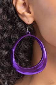 Asymmetrical Action Purple Earring - Paparazzi - Dare2bdazzlin N Jewelry
