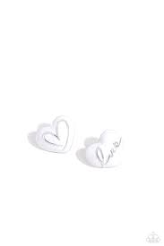Glimmering Love White Post Earring - Paparazzi - Dare2bdazzlin N Jewelry