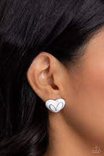 Load image into Gallery viewer, Glimmering Love White Post Earring - Paparazzi - Dare2bdazzlin N Jewelry
