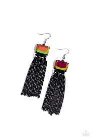 Dreaming Of TASSELS Black Earring - Paparazzi - Dare2bdazzlin N Jewelry