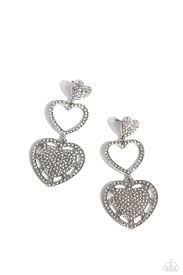 Couple's Celebration White Post-Earring - Paparazzi - Dare2bdazzlin N Jewelry