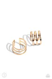 Metro Mashup Gold Earring - Cuff - Paparazzi - Dare2bdazzlin N Jewelry
