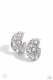 Freethinking Finesse white hoop earring - Paparazzi - Dare2bdazzlin N Jewelry