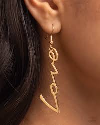 Light - Catching Letters Gold Earring - Paparazzi - Dare2bdazzlin N Jewelry