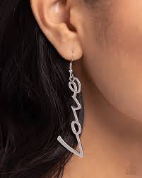 Light-Catching Letters Silver Earring - Paparazzi - Dare2bdazzlin N Jewelry