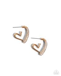 Curling Cameo Gold Hoop Earring - Paparazzi - Dare2bdazzlin N Jewelry