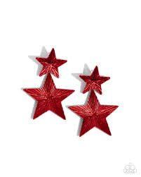 Patriotic Promise Red Post Earring - Paparazzi - Dare2bdazzlin N Jewelry