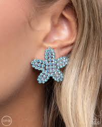 Starfish Serenade Blue Clip-On Earring - Paparazzi - Dare2bdazzlin N Jewelry
