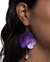 Oversized Opulence Purple Earring - Paparazzi - Dare2bdazzlin N Jewelry